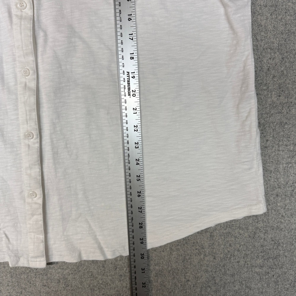 Fresh Produce | Button Up Shirt | 1X | White | Cotton Slub 3/4 Sleeve Pocket Top - Picture 7 of 8